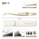MYEVER Anti-Slip Eyelash Extension Steel Tweezers High-Density Fiber Tip Eyelash & Eyebrow Professional Precision Makeup Tools