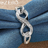 ALIZERO 925 Sterling Silver Zircon 8-Shape Ring for Women Wedding Rings Engagement Band Eternal Manifesto Jewelry Couple Gift
