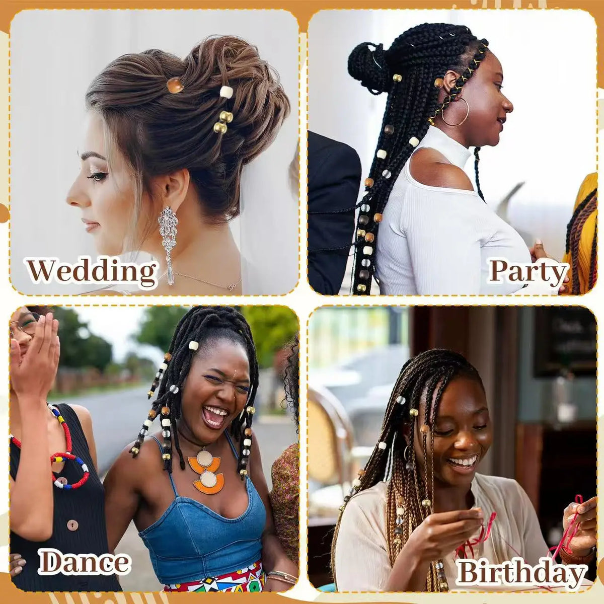 Multicolor hair rings and beads set for creative dreadlock styling by HSF Marketplace