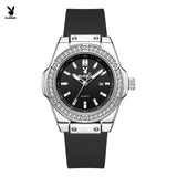 PLAYBOY Woman Elegant Date Quartz Wristwatch Waterproof Luminous Diamond Bezel Watches for Woman Luxury Original Brand Reloj