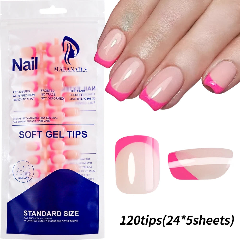 120-piece medium-long square acrylic French press-on false nails, full-cover mixed sizes by HSF Marketplace