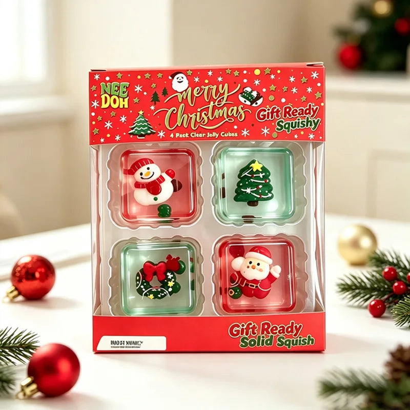HSF Marketplace mini anti-anxiety squishy cube stress relief fidget toy 4-pack in assorted colors