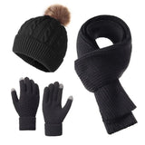 Women's Warm Touch Screen Scarf Hat Gloves Set by HSF Marketplace