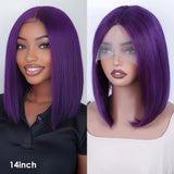 Rebecca ombre pink transparent short T lace human hair wig by HSF Marketplace, peruvian straight 13x5 lace front, pre-plucked, for women