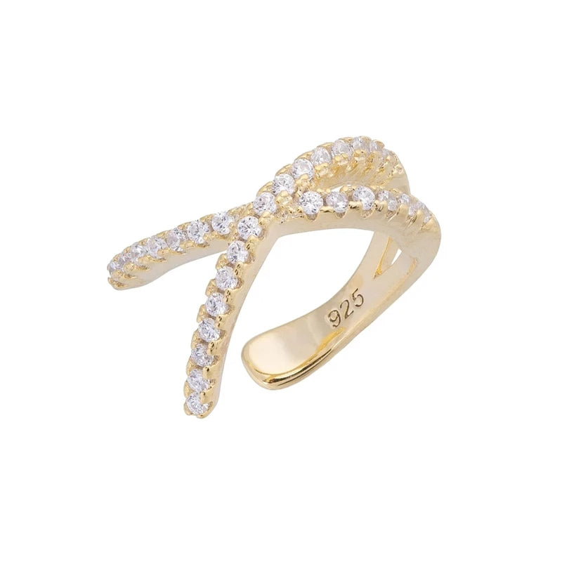ROXI 925 sterling silver zircon double-layer clip earring for women, no-piercing party jewelry