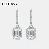 Radiant emerald cut moissanite earrings in S925 silver by HSF Marketplace
