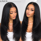 Yaki straight layered glueless lace human hair wig, 180% density, HSF Marketplace