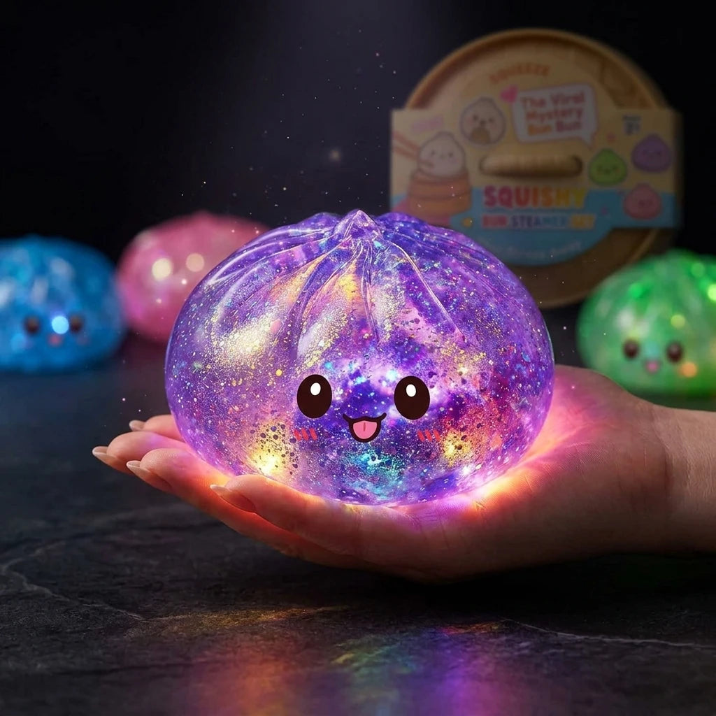 Kawaii glitter squishy dumpling sensory toy by HSF Marketplace for stress relief and sensory fun