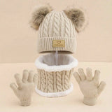 Children's warm hat and neck gloves set by HSF Marketplace for autumn and winter weather