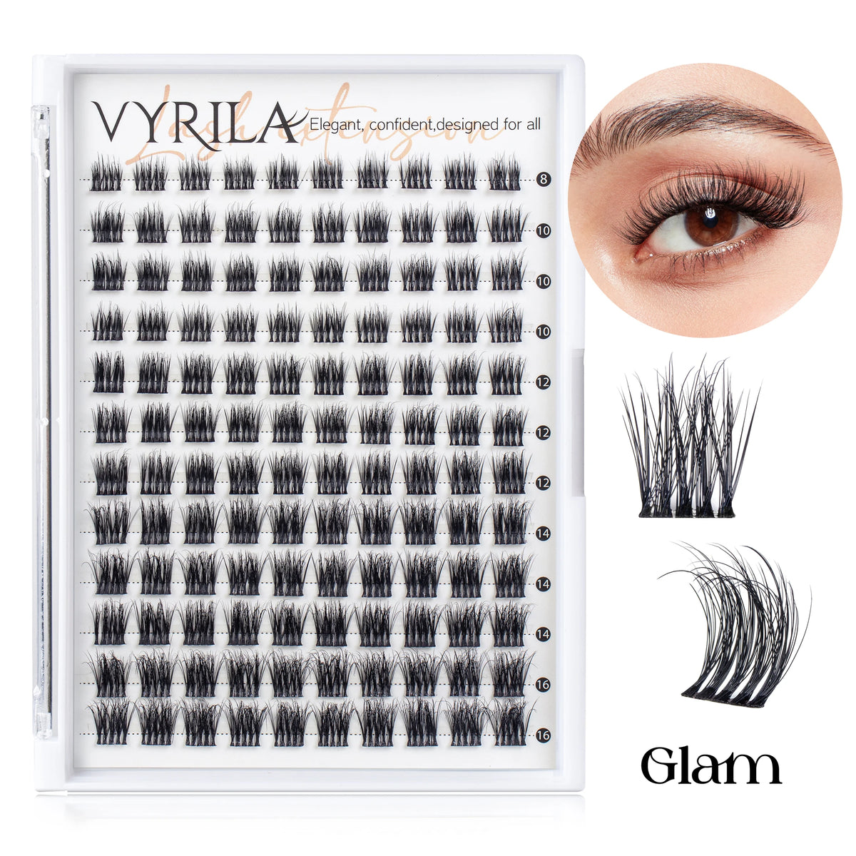 C Curl Mix lash clusters for natural 3D wispy false eyelash extensions by HSF Marketplace