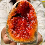 Orange quartz crystal cluster from HSF Marketplace, showcasing vibrant mineral stones perfect for home or office decor.
