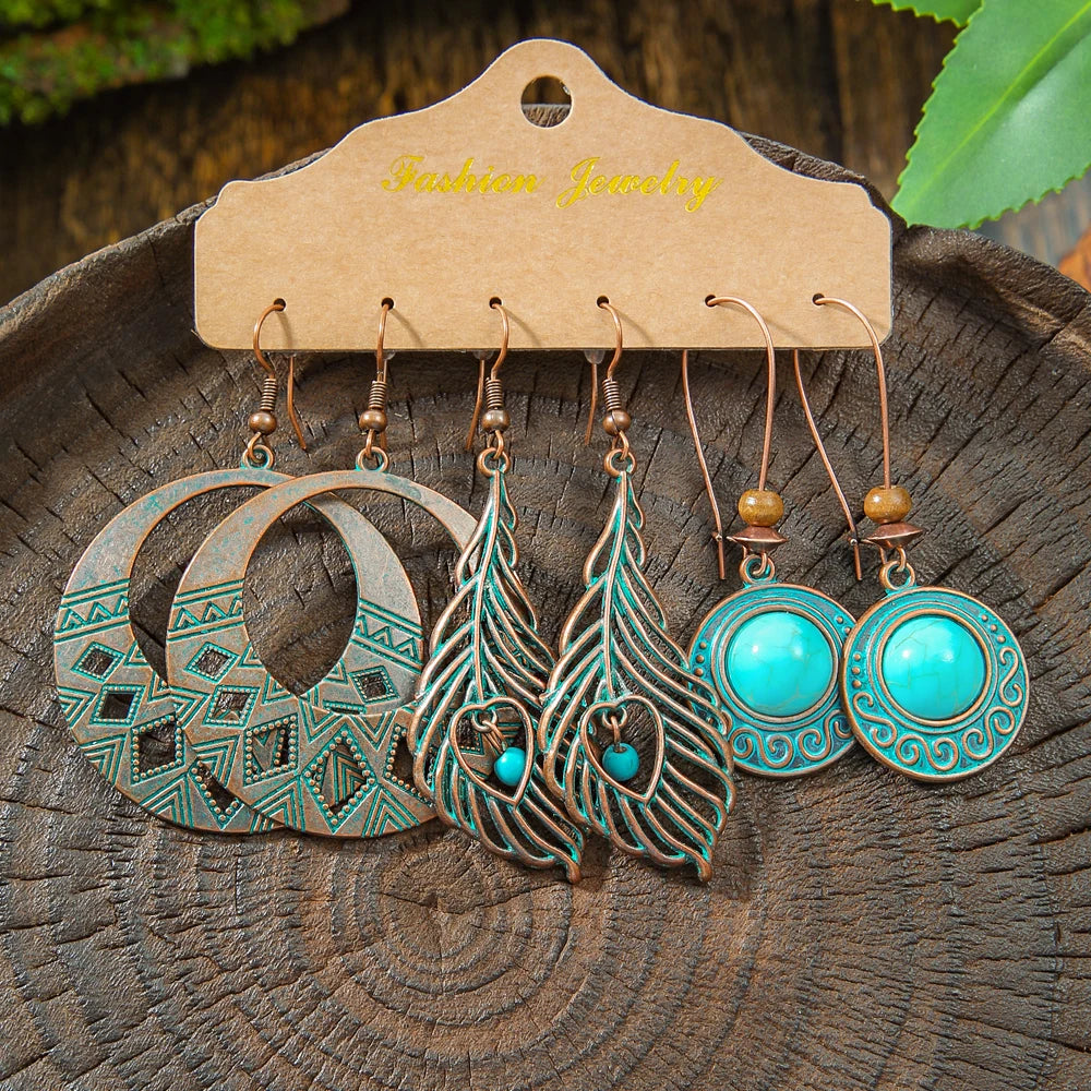 Boho vintage antique bronze tassel dangle earrings for women by HSF Marketplace