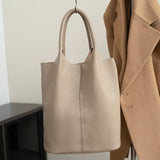Genuine cowhide leather tote bag for women, luxury commuter style handbag with spacious design
