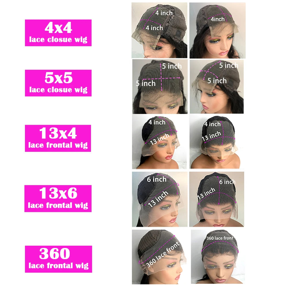 40 Inch Deep Wave Frontal Human Hair Wig 13x6 13x4 HD Transparent Lace Wigs For Women 220 Density Pre Plucked Curly Front Wigs