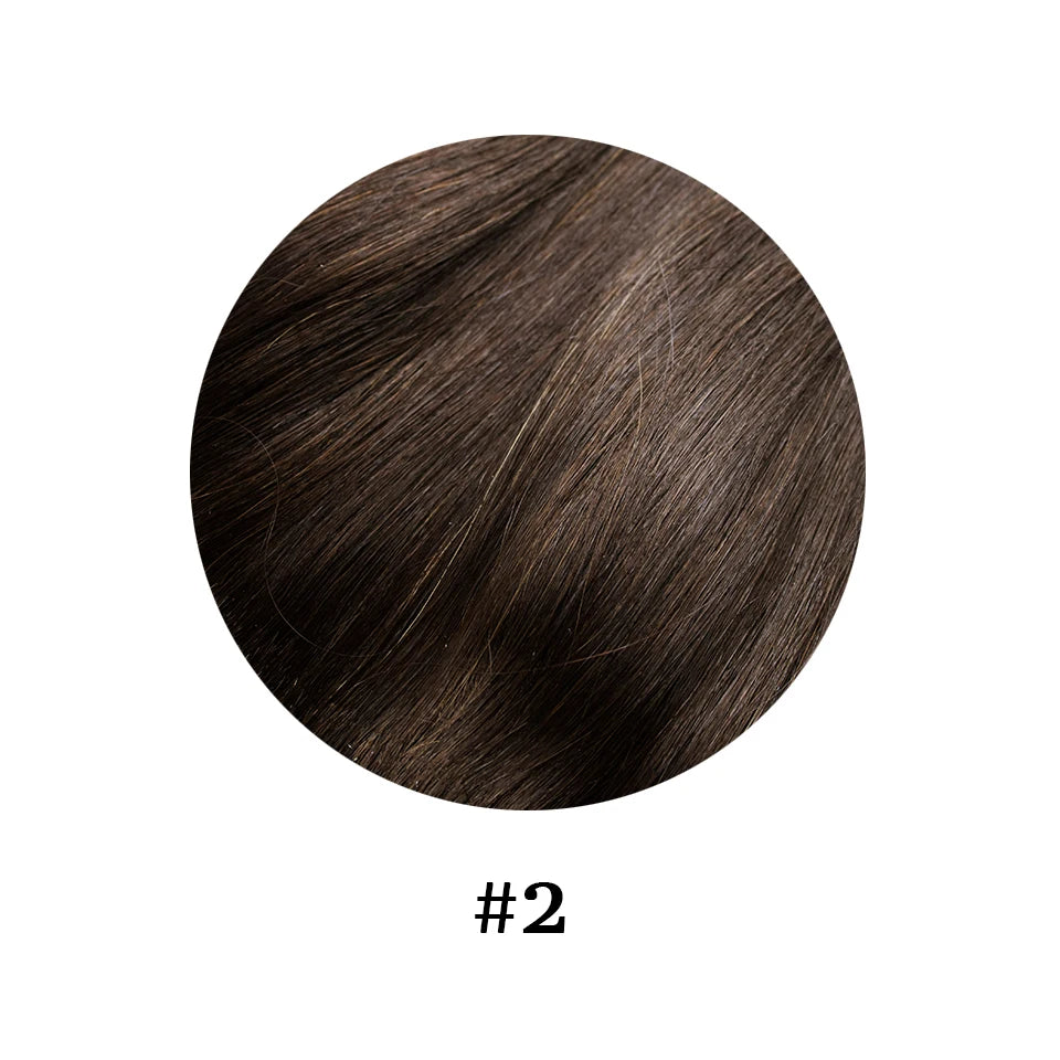 10-inch straight Brazilian Remy human hair clip-in extensions with 5 clips in natural color