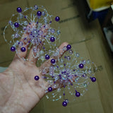 HSF Marketplace sparkling snowflake stud earrings with exaggerated crystal beaded flower design for bridal wear