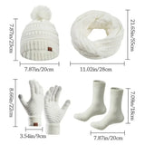 Women's winter hat scarf gloves set with faux fur ball by HSF Marketplace