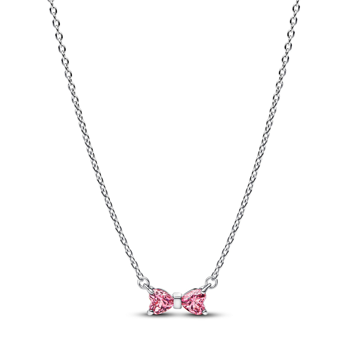 Elegant silver heart bow zircon necklace for women, fine jewelry perfect for Valentine's Day, wedding, or special occasions.