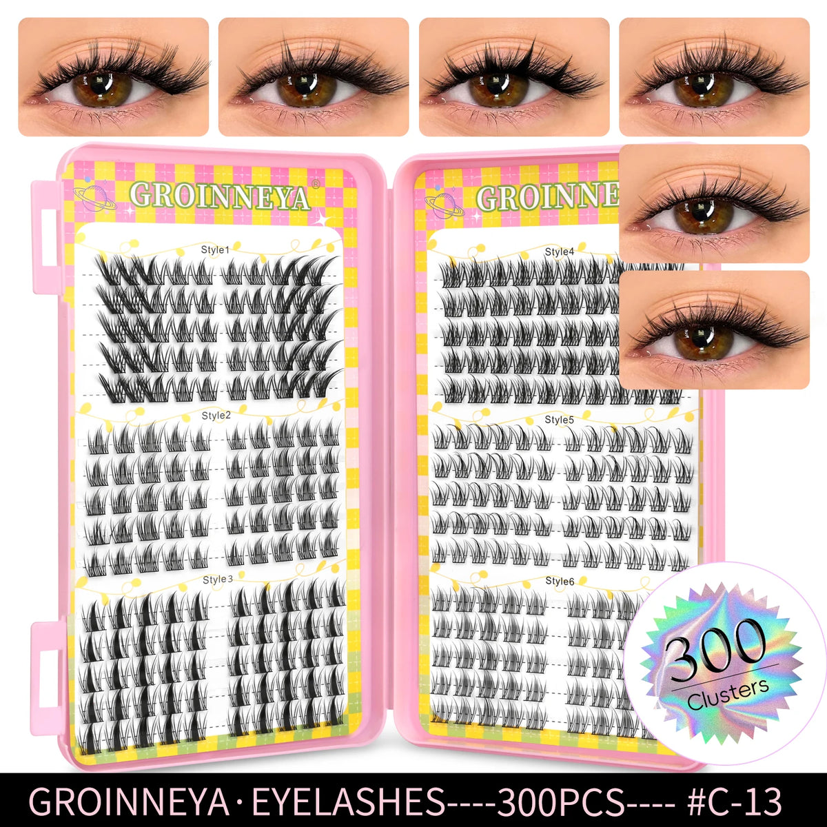 Natural eyelash clusters, 320-piece volume mixed tray false lashes by HSF Marketplace