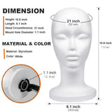 Foam Mannequin Head Wig Head, Female Mannequin Wig Display Stand Holder, Cosmetics Model Head White Foam Heads for Glasses Mask