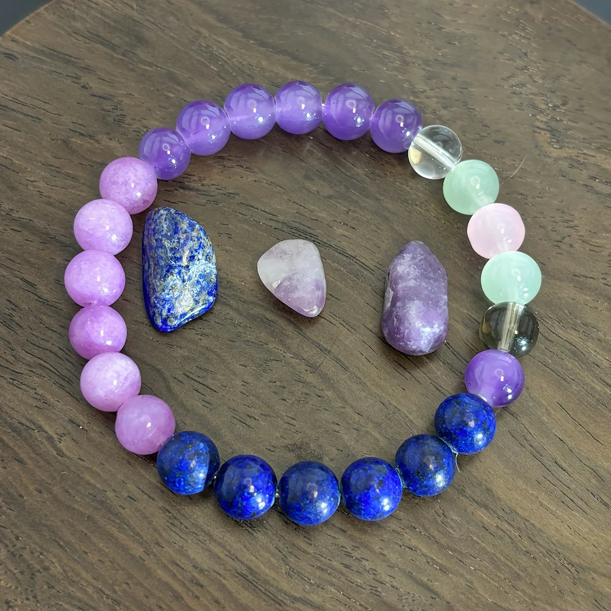 1pc/Anti-Anxiety Stress Reduction Crystal Bracelet Sodalite Fluorite Amethyst Lepidolite - 8mm Stone Jewelry Gift