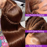 13x4 4# Chocolate Brown Lace Front Wigs Human Hair For Women  Hd Straight Lace Frontal Wig Closure Human Hair Vietnamese Hair