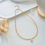 Gold-plated stainless steel choker necklace with cubic zirconia accents for women, waterproof and ideal for daily or party wear.