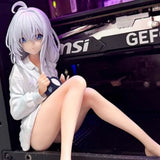 The Journey of Elaina anime girl figure in pajamas, sitting pose, 11cm desktop collectible statue