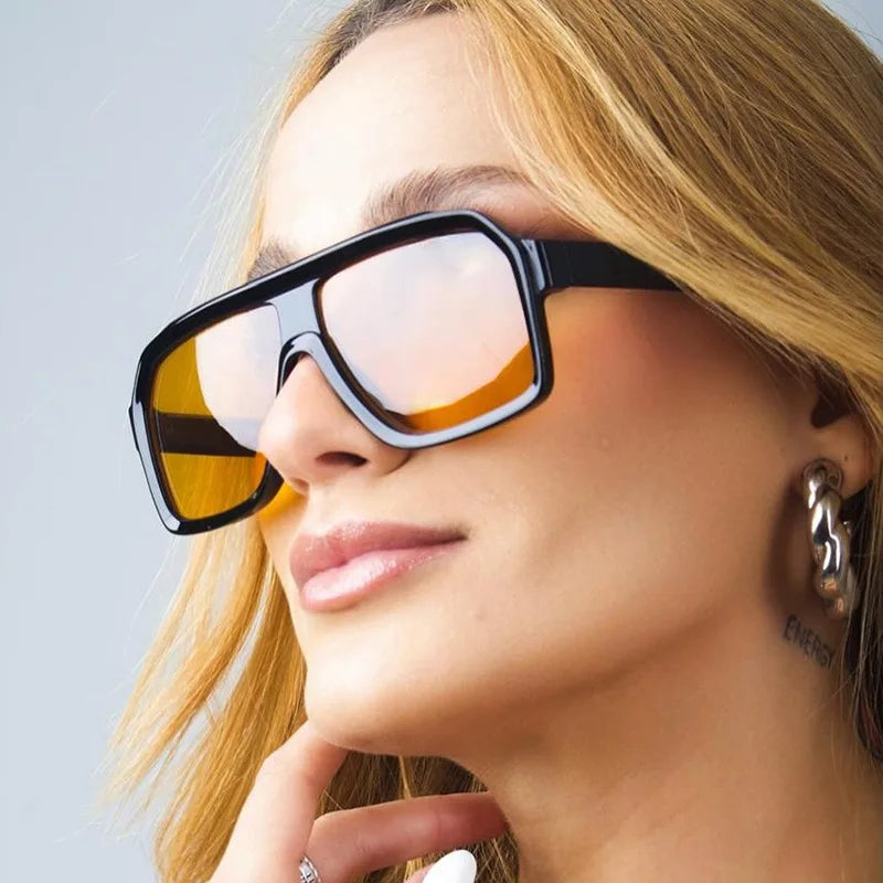 Square vintage sunglasses for women and men with black frames and dark lenses, stylish eyewear from HSF Marketplace.