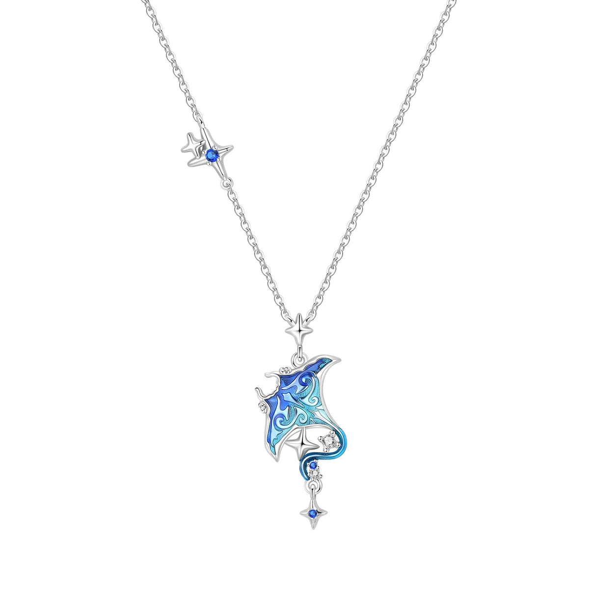 Sterling silver Batfish necklace pendant for women, featuring ocean animal design, from HSF Marketplace jewelry collection.