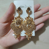 Chic champagne crystal chandelier earrings for women by HSF Marketplace, dangling jewelry design