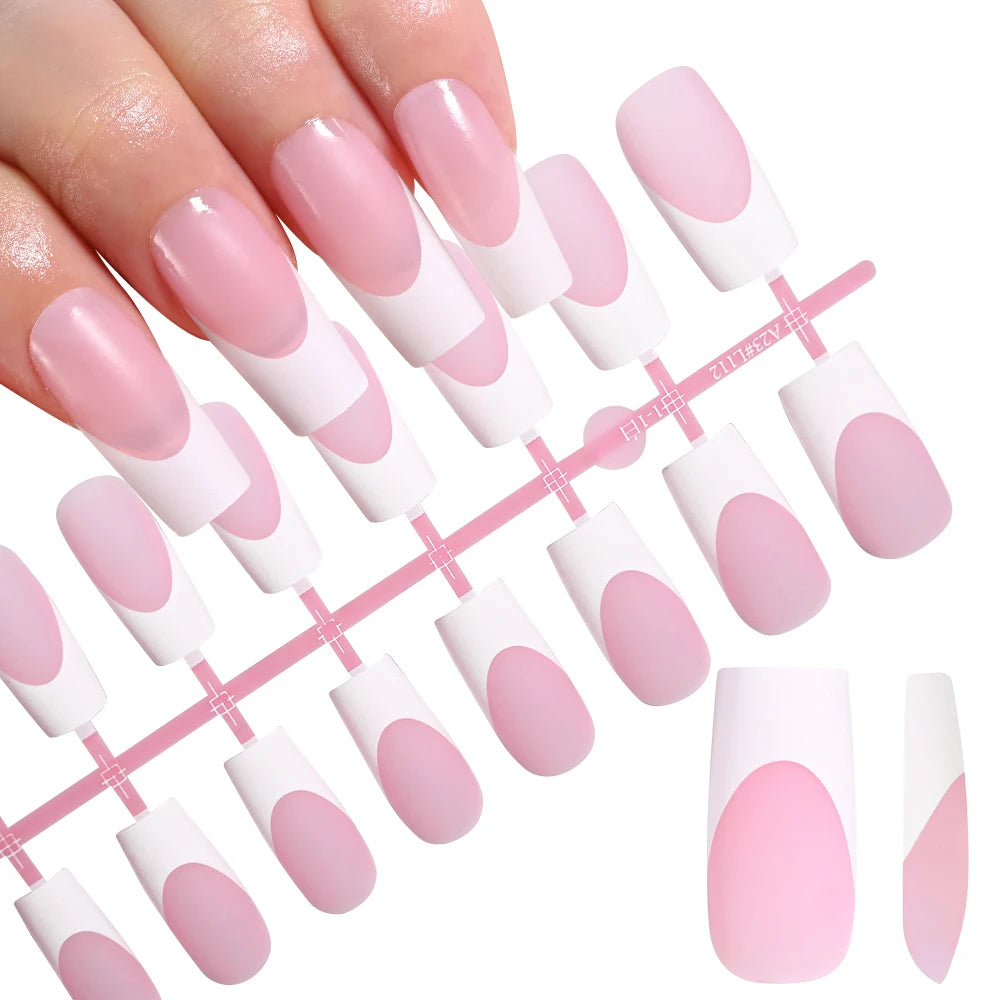 120-piece medium-long square acrylic French press-on false nails, full-cover mixed-size wearable nail tips by HSF Marketplace