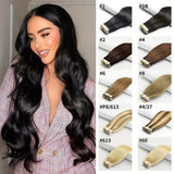 Tape-in Remy human hair extensions, 20-piece straight seamless skin weft in natural black