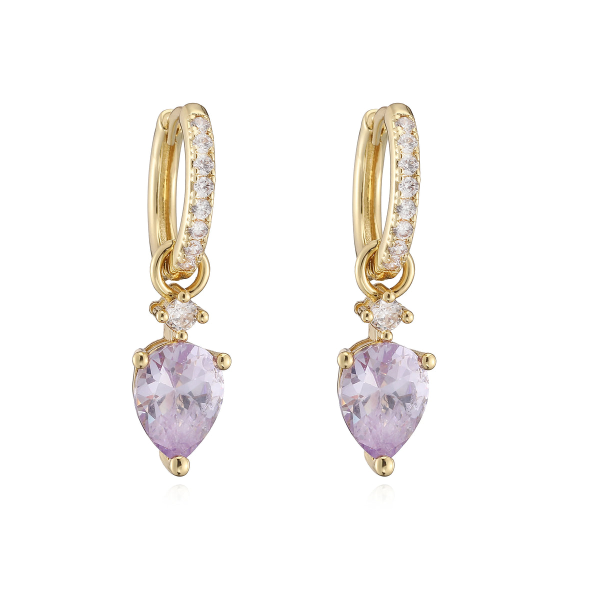 Gold-plated brass teardrop zircon charm hoop earrings for women, HSF Marketplace jewelry