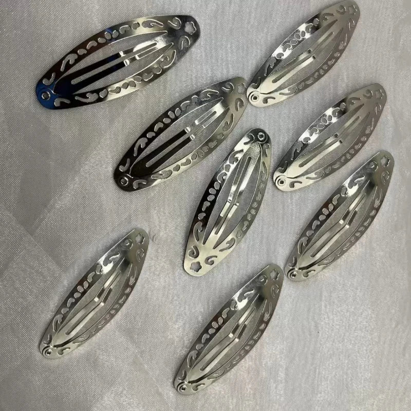 Geometric silver oval HSF hair clips for stylish Y2K looks