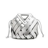 Trendy vegan leather woven tote bag for women with top handle, crossbody strap, stylish purse for fashion-forward accessories.