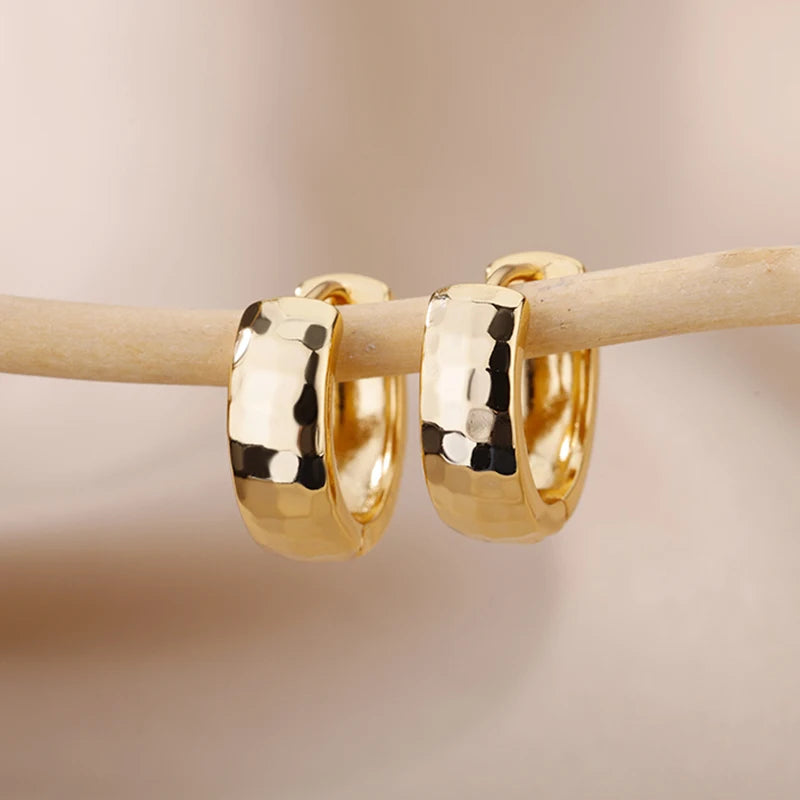 Gold stainless steel small hoop earrings for women by HSF Marketplace