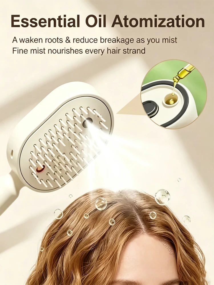 Anti Frizz Electric Spray Hair Brush Air Cushion Red Light Scalp Massager Hair Straightener Portable Hair Care Gifts For Women