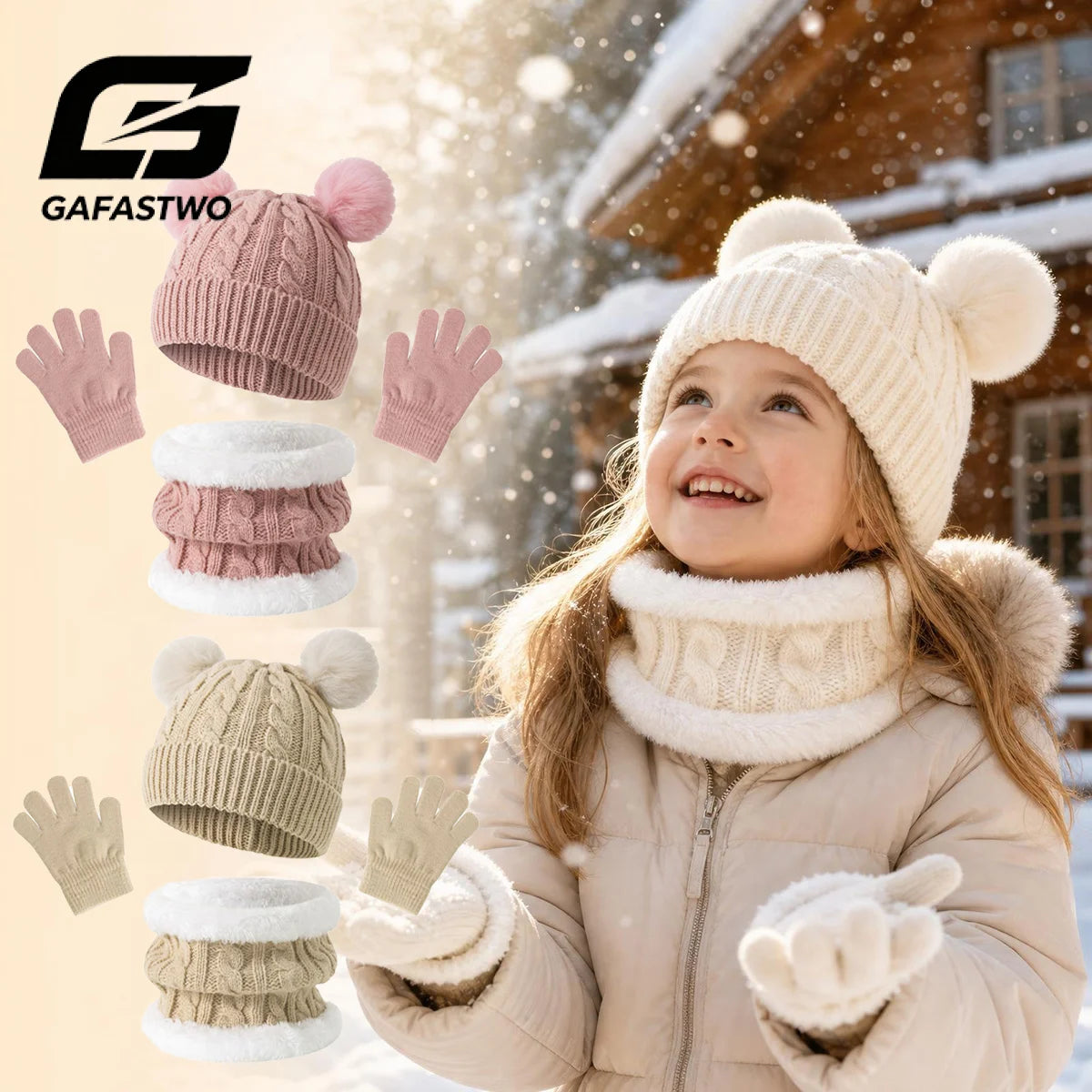 Children's thermal knit fleece winter set with hat, scarf, and gloves by HSF Marketplace