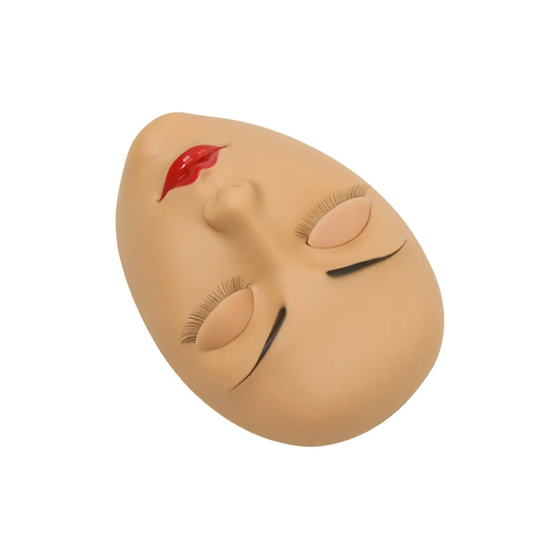 HSF Marketplace GAHAMACA false eyelash extension training head with removable eyelids, flat model head for lash practice and training.