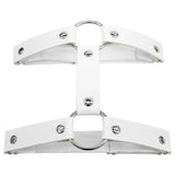 Women’s elastic PU leather thigh garter leg ring with heart rivets, spikes, and punk goth harness styling