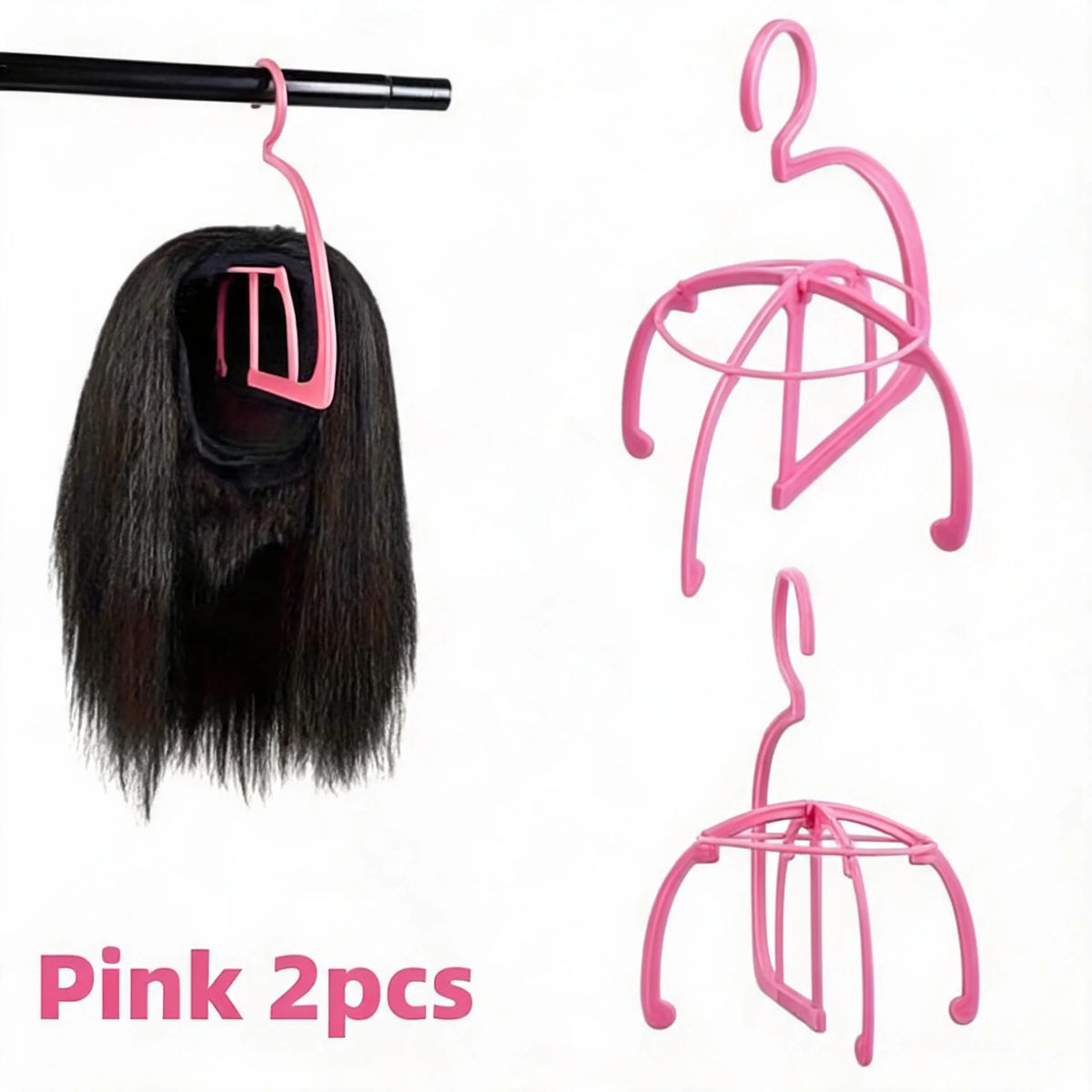 1/4pcs Plastic Wig Hanger Stand Hat Folding Rack Holder Black Pink Portable Styling & Organizing Wigs Storage Rack Display Tools