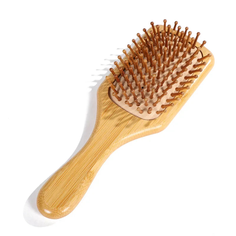 Wooden bamboo hair brush with natural bristles for healthy scalp and reduced hair loss, HSF Marketplace