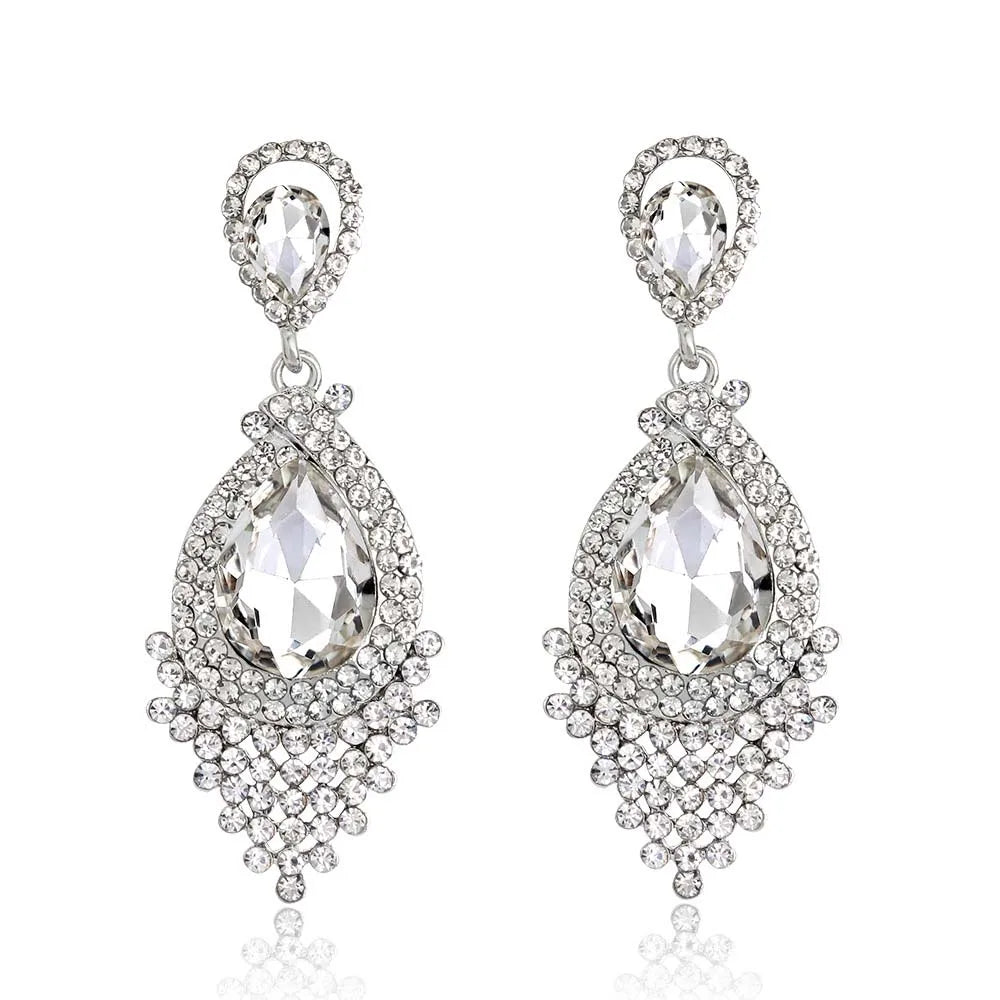 Champagne crystal drop earrings by HSF Marketplace for elegant wedding looks