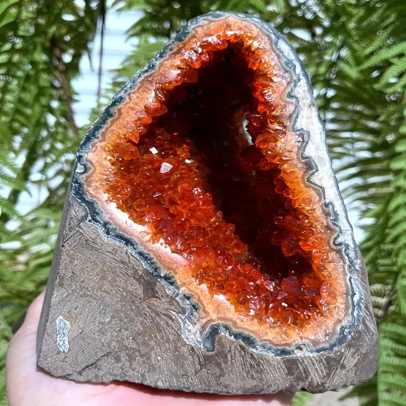 Orange Quartz crystal cluster from HSF Marketplace, showcasing vibrant mineral rocks perfect for home or office decoration.