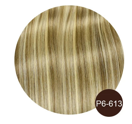 7-piece clip-in human hair extensions, natural straight Remy hair weft in 12–26 inch lengths for women