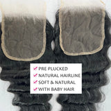 Loose Deep Wave Human Hair Bundles With Closure 4x4 13x4 HD Transparent Lace Frontal And 3/4 Bundles Unprocessed Raw Double Weft Virgin Human Hair Extensions Weaves Brazilian Remy Hair Bundles Deals For Women Daily Use Birthd