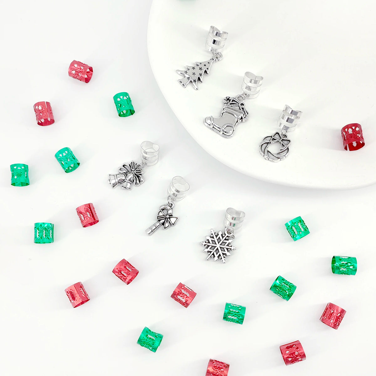 26 Pcs Christmas Decor Pendant Dreadlock Braid Hair Beads Braids Hair Rings Hippie Style Hair Accessories For Women（Christmas）