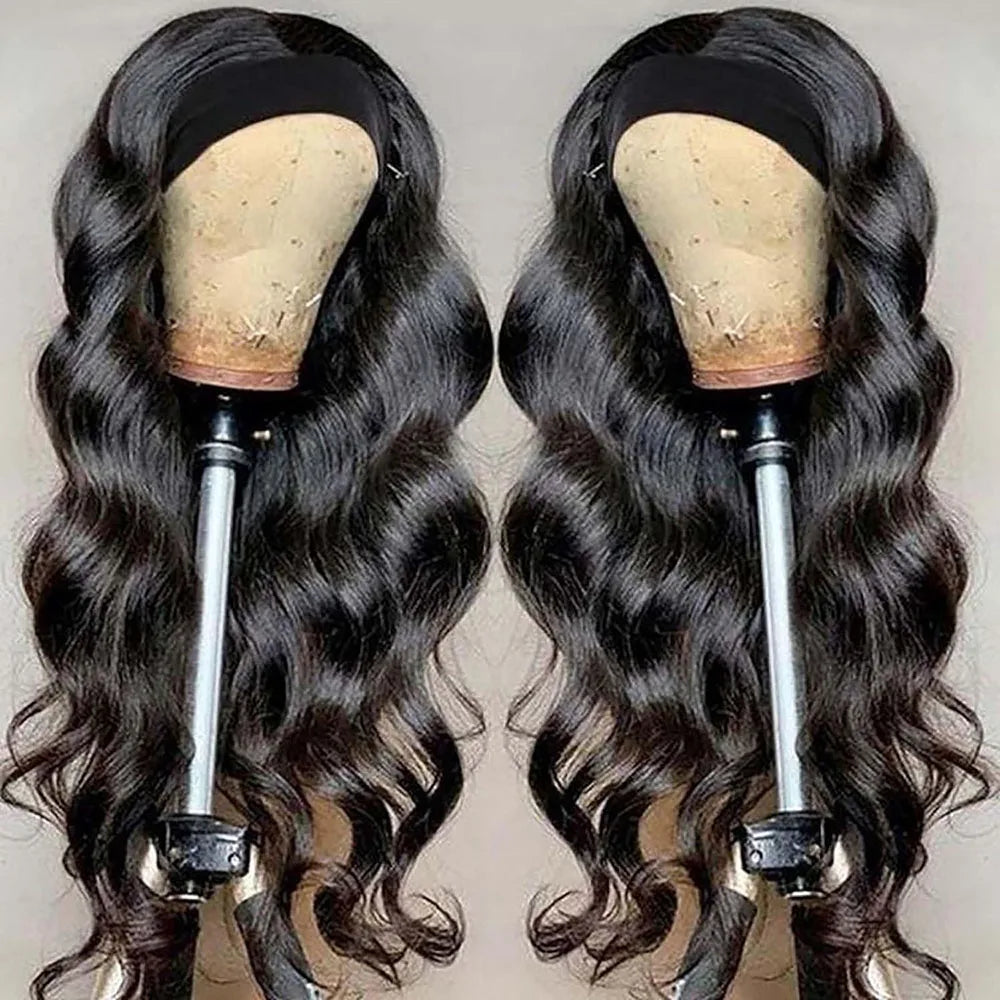 Body wave ready-to-wear human hair headband wig for women, machine-made Remy hair wig
