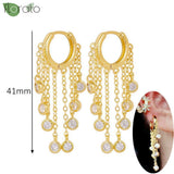 925 sterling silver hoop earrings with sparkling zircon crystal tassels by HSF Marketplace